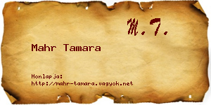 Mahr Tamara névjegykártya